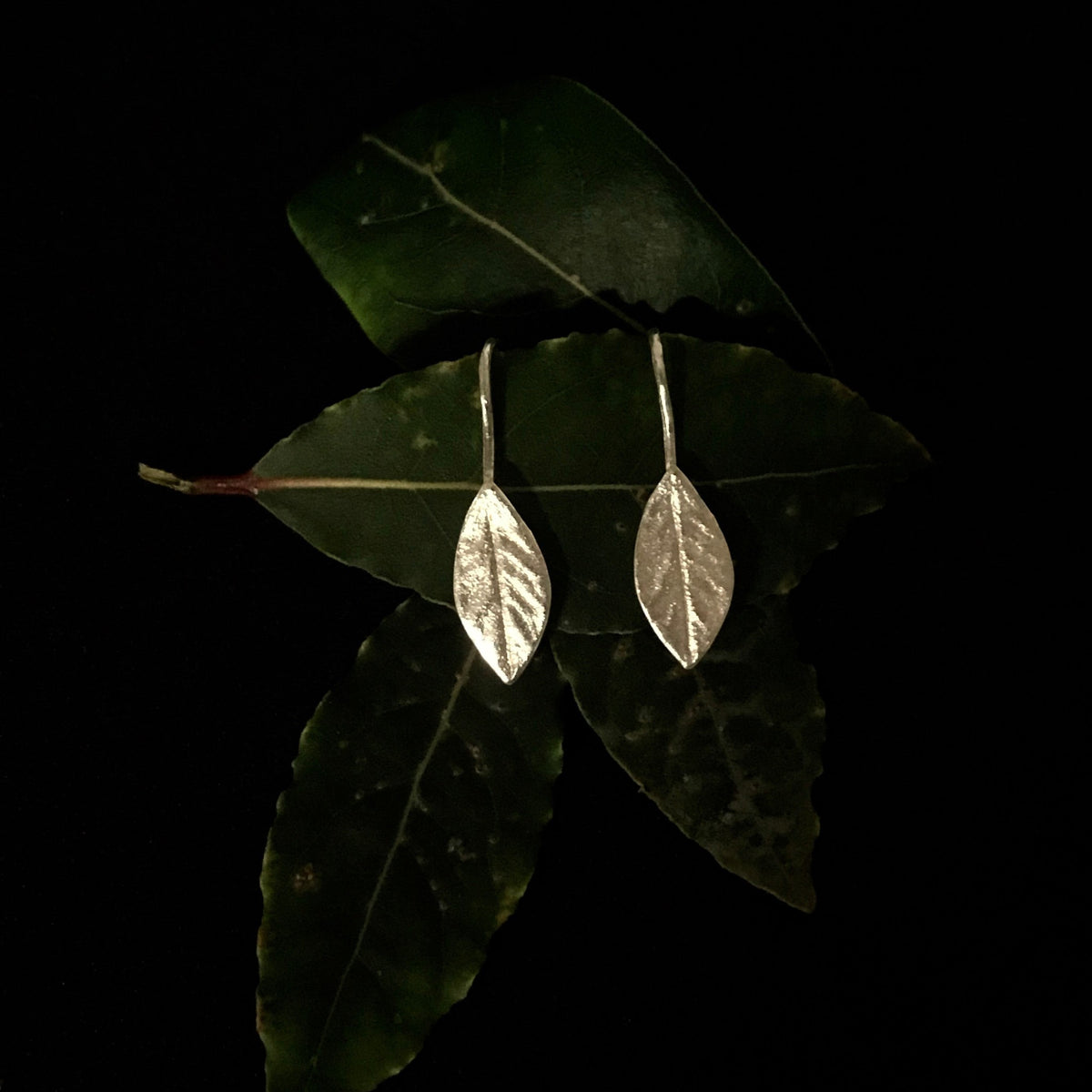 Orecchini MandalaT a forma di foglia di alloro in argento con chiusura a amo, ideali per un regalo di laurea