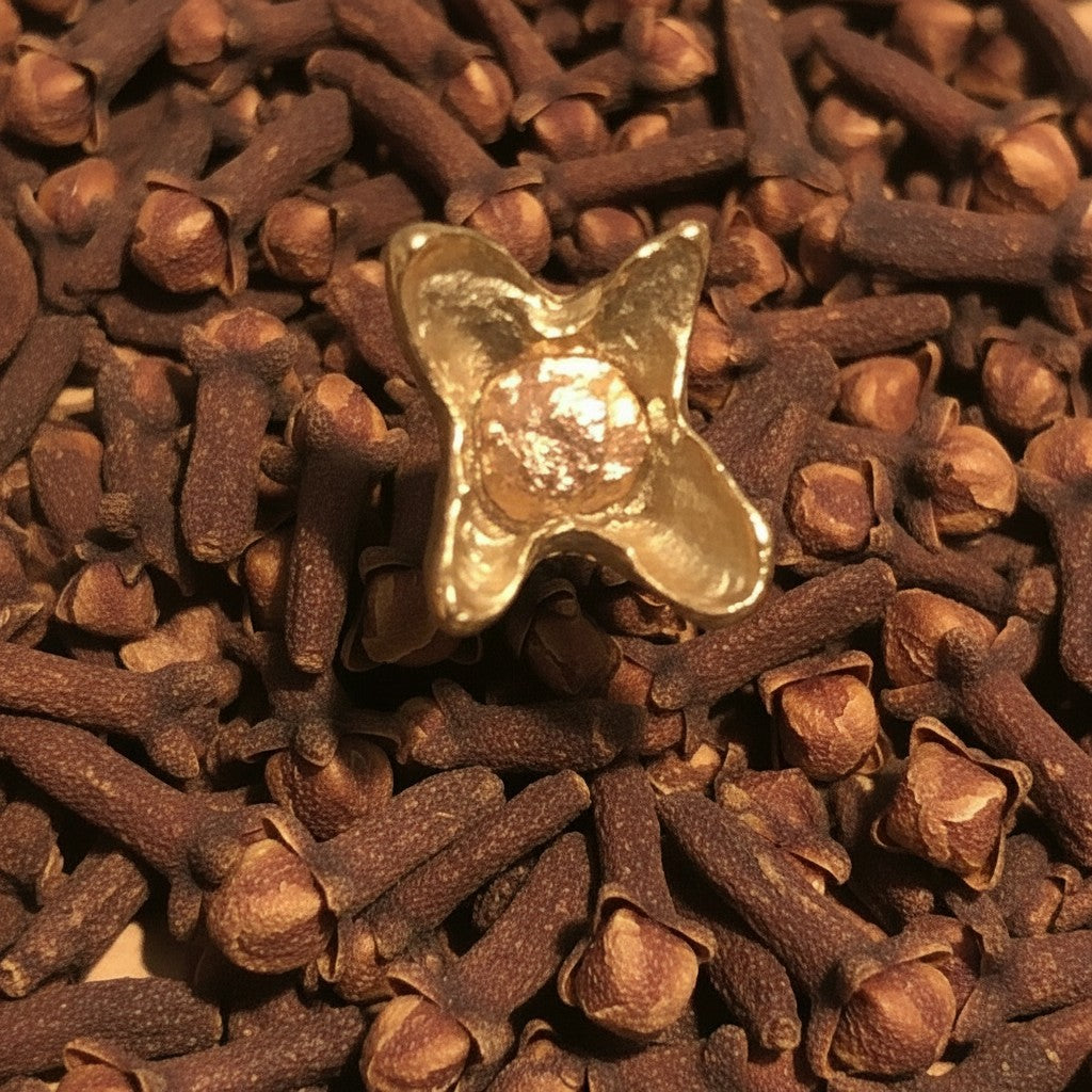 Orecchino singolo a lobo MandalaT a forma di chiodo di garofano in bronzo con zircone con finitura martellata